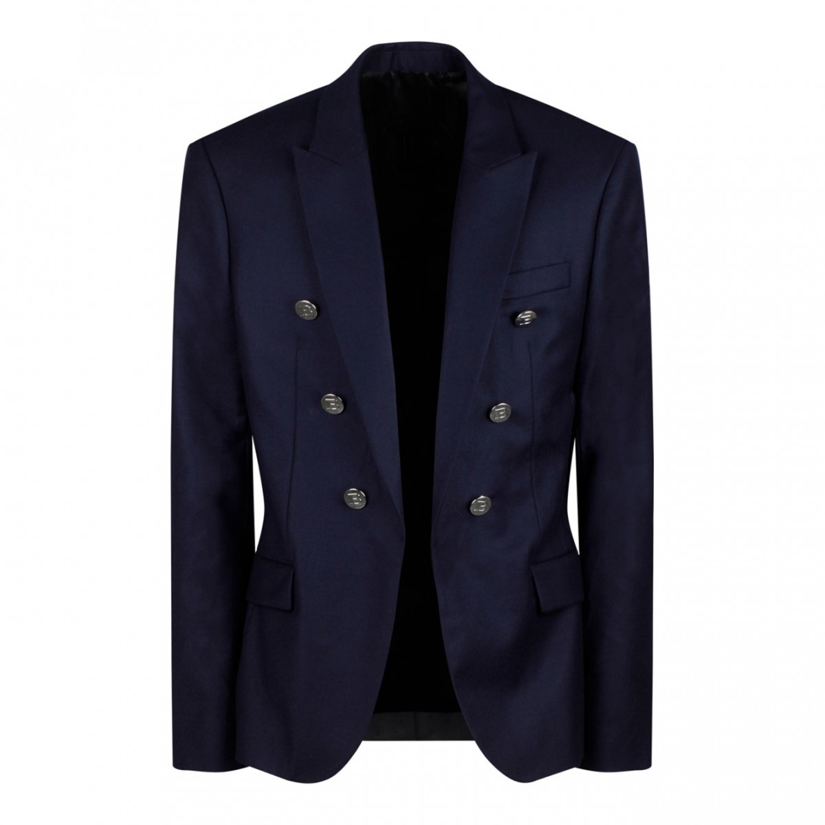 Blue Embossed Buttons Blazer