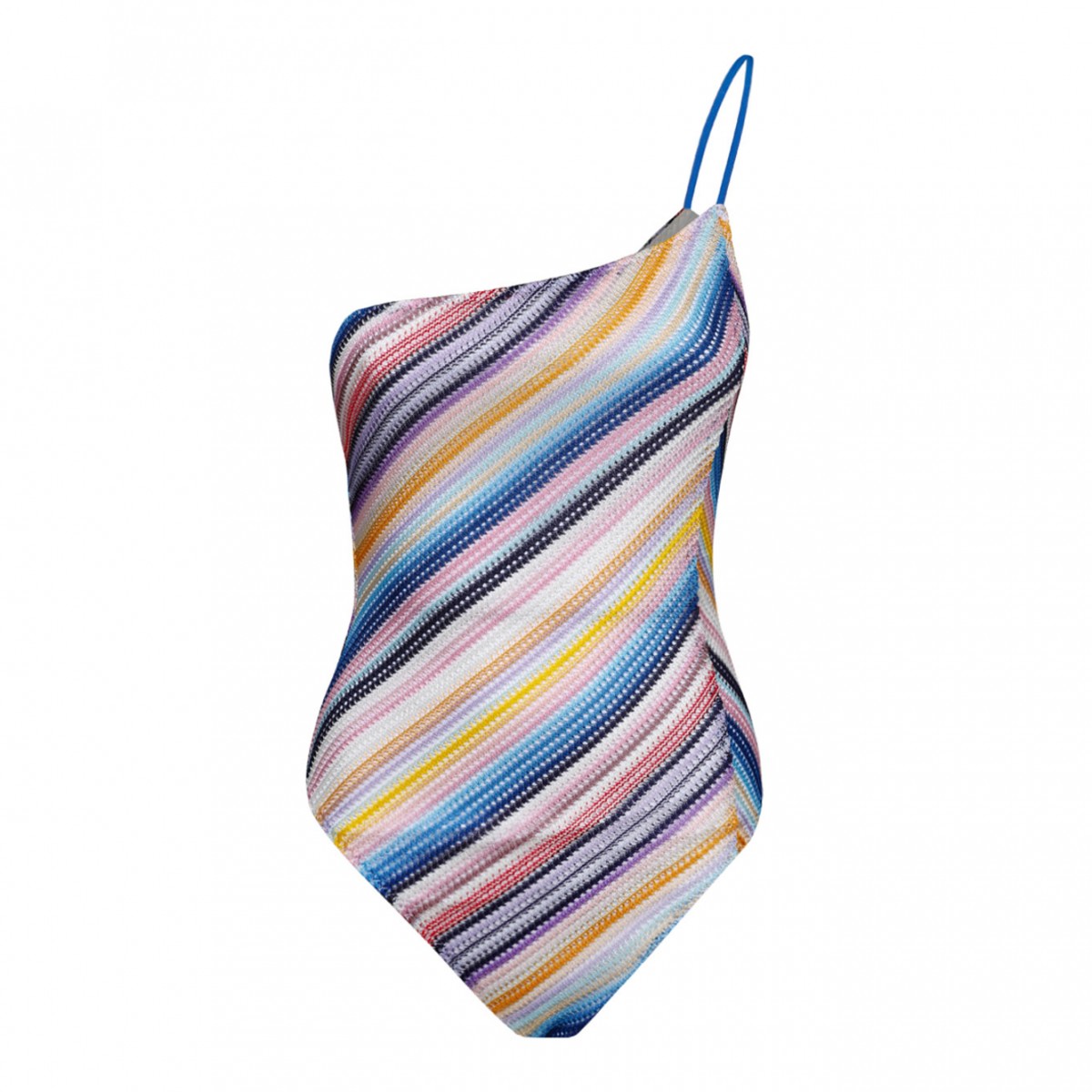 Blue and Multicolour Striped Swimsuit