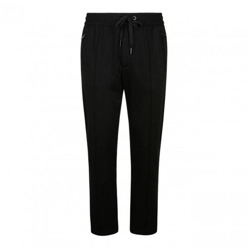 Black Cotton Tapered Trousers