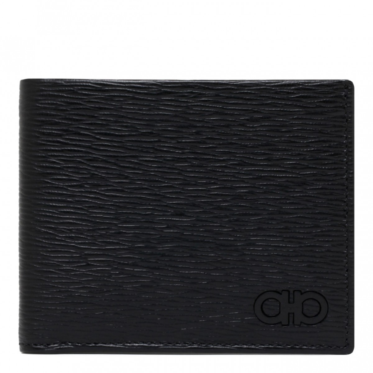 Grained Leather Black Wallet