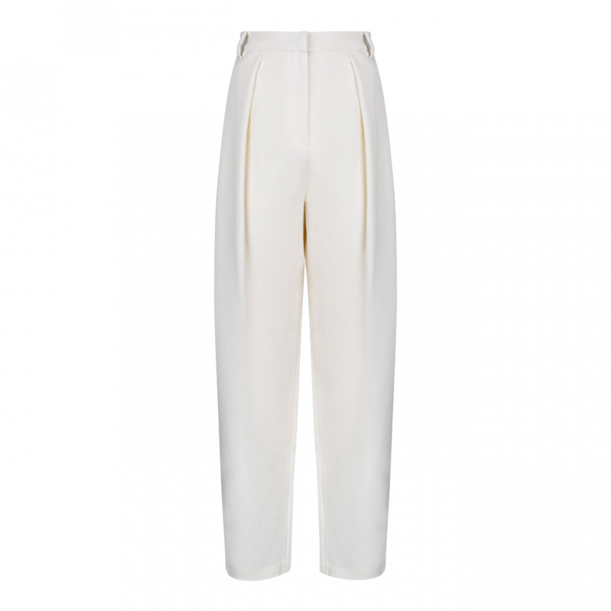 Tapered Wool Cream Trousers