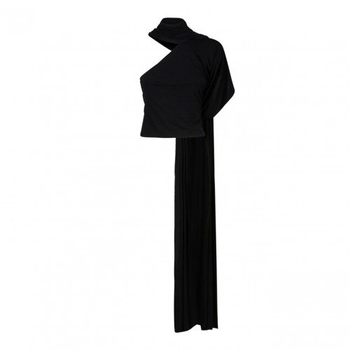 Jersey Wrap Neck Top in Black