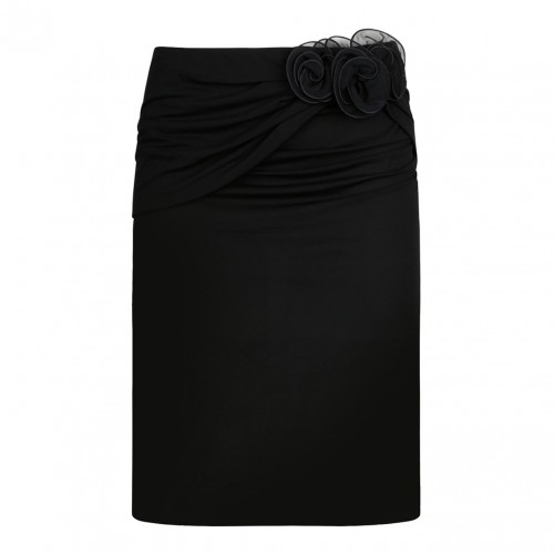 Waist Wrap Black Midi Skirt