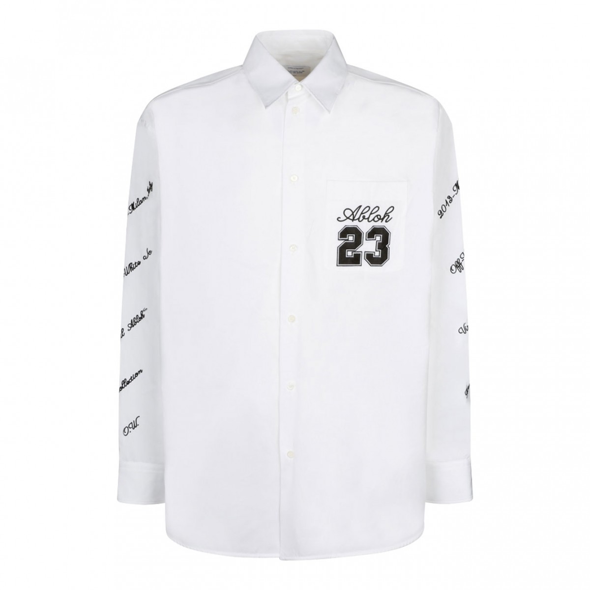 White and Black Logo Embroidered Shirt
