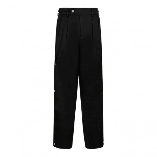 Side Pleats Black Pants
