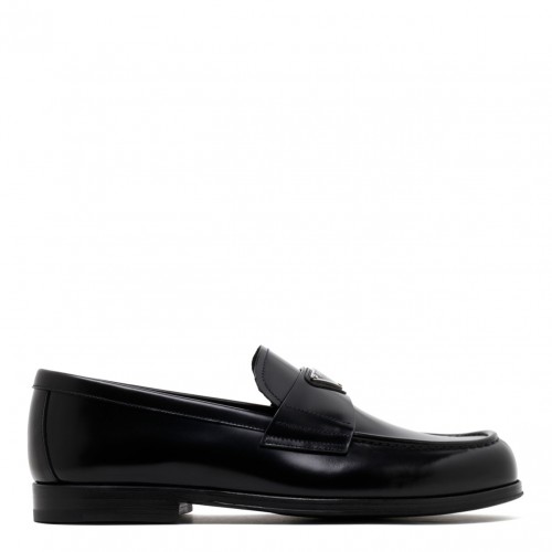 Black Brushed Leather Loafers