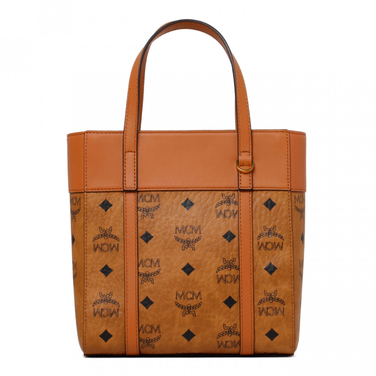 Cognac Brown Mini Zip Shopper Bag