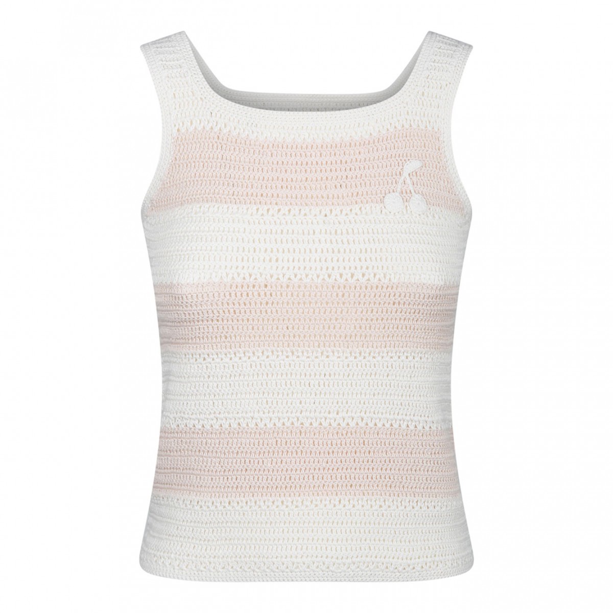 Light Pink and White Crochet Knit Tank Top