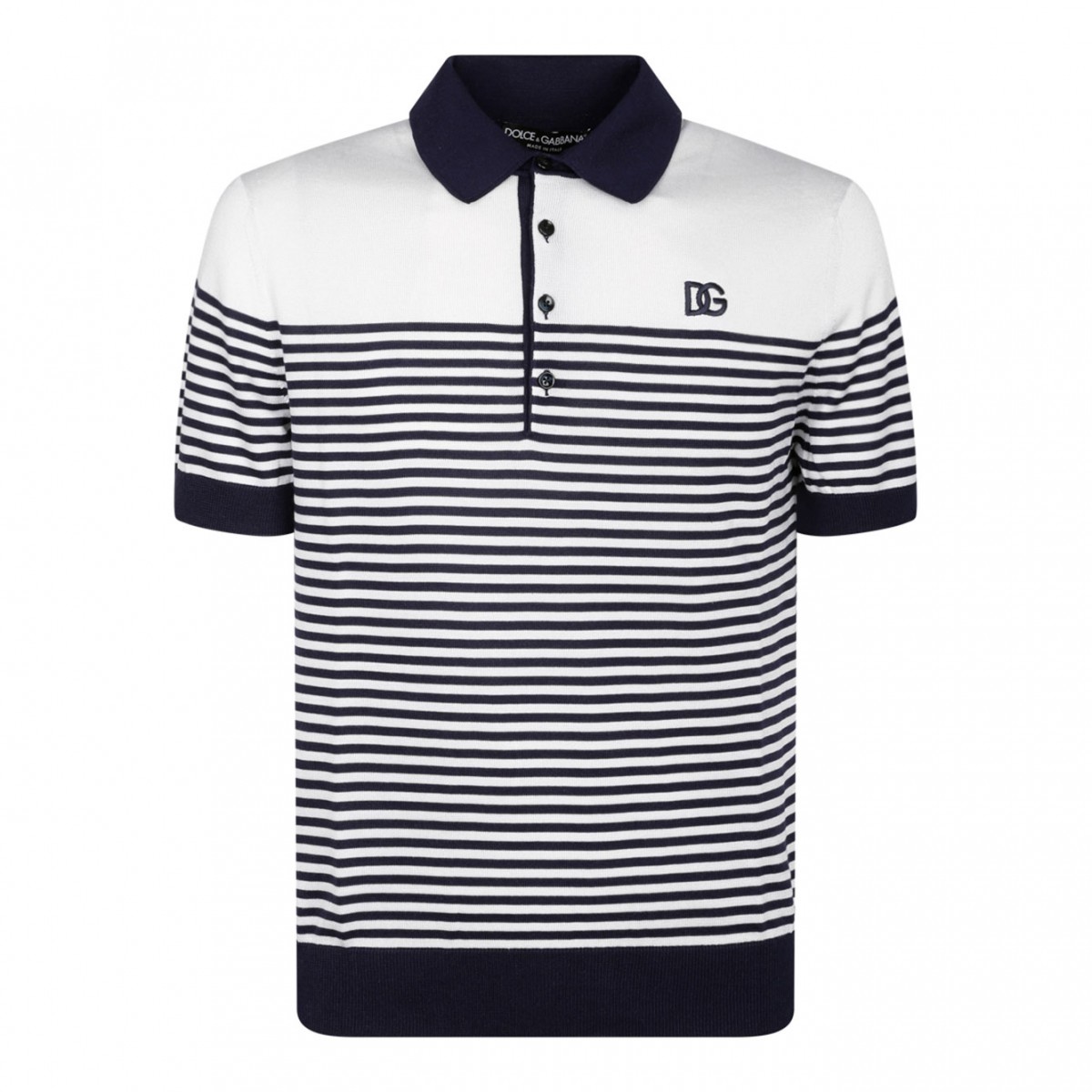 White and Blue Striped Polo Shirt