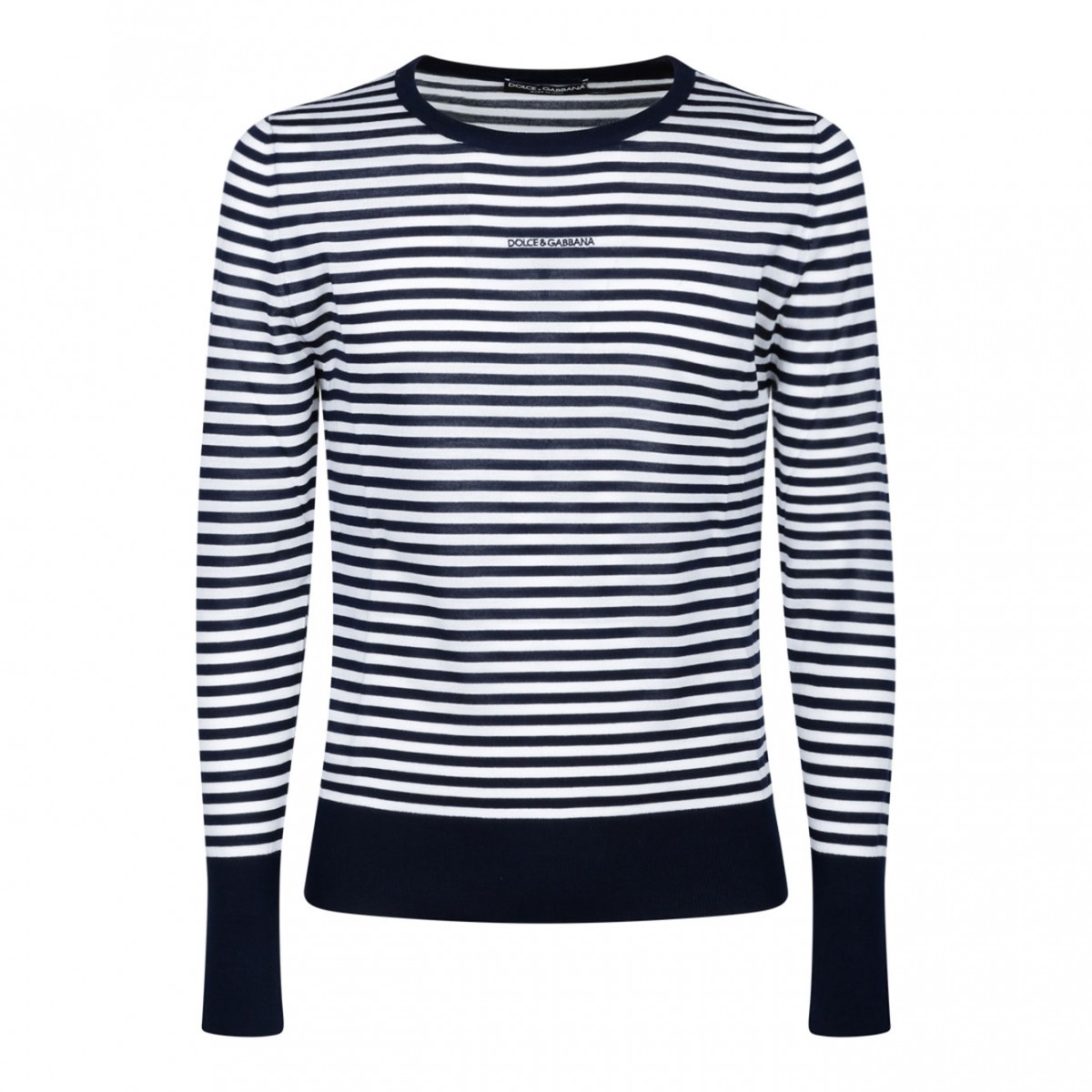 Blue and White Boat Neck Sweater