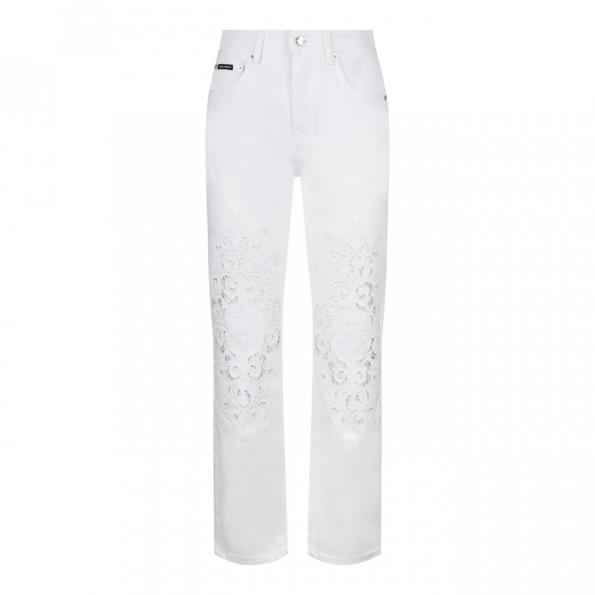 White Lace Detail Trousers