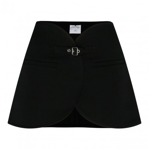 Black Ellipse Twill Mini Skirt