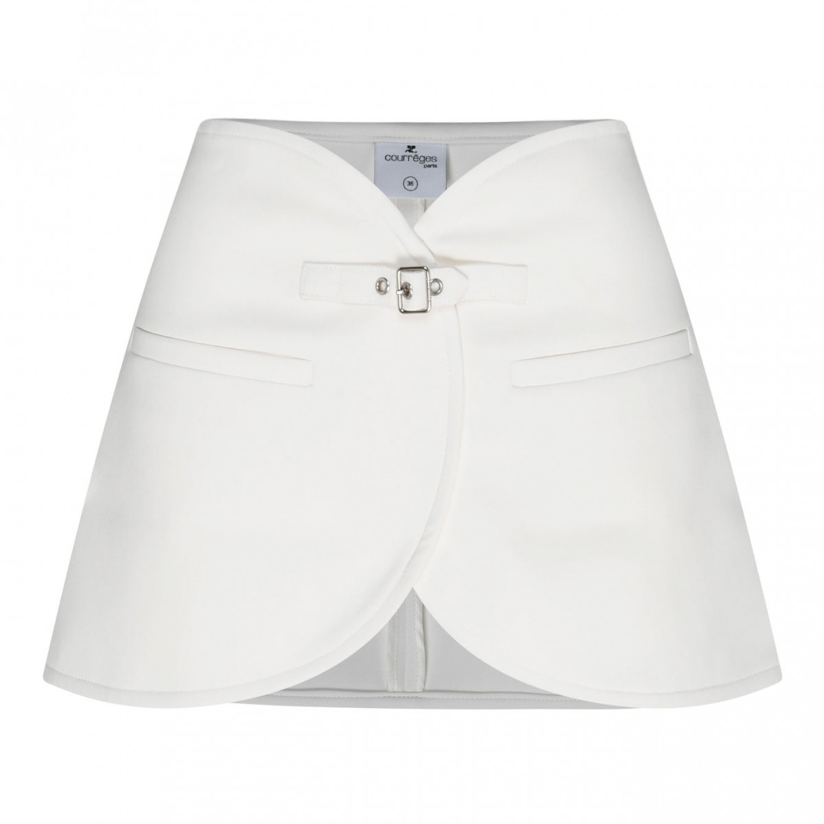 White Ellipse Twill Mini Skirt