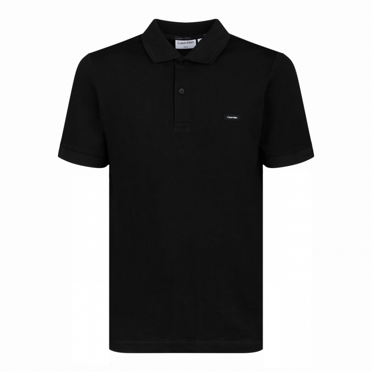 Black Stretch Cotton Pique Polo Shirt