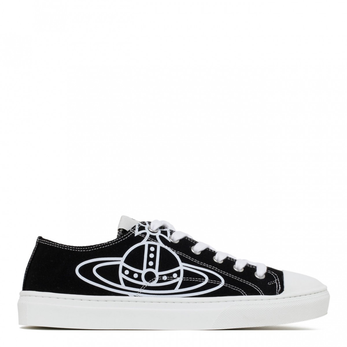 Black and White Orb Logo Low Top Sneakers