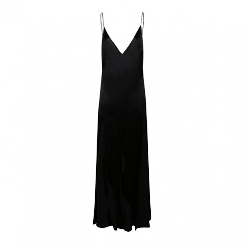 Stretch Silk Satin Black Dress