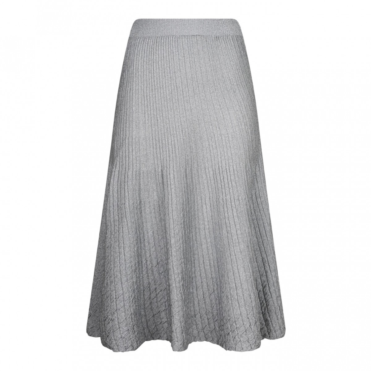 Metallic Viscose Ribbed Midi Skirt