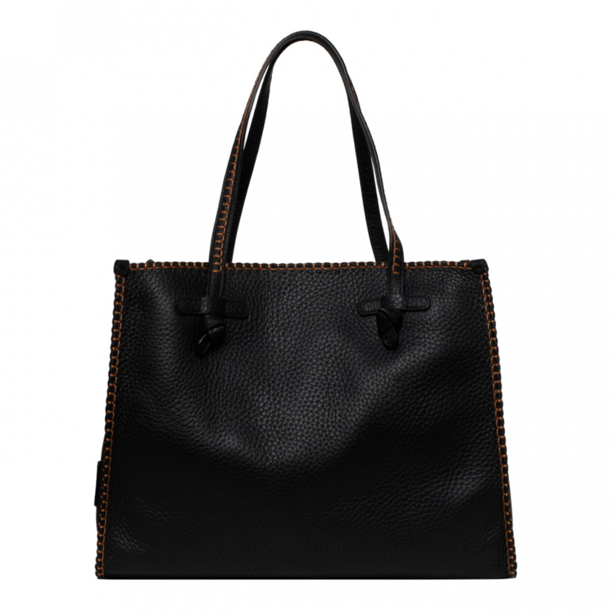 Black Bubble Double Leather Shoppin Bag