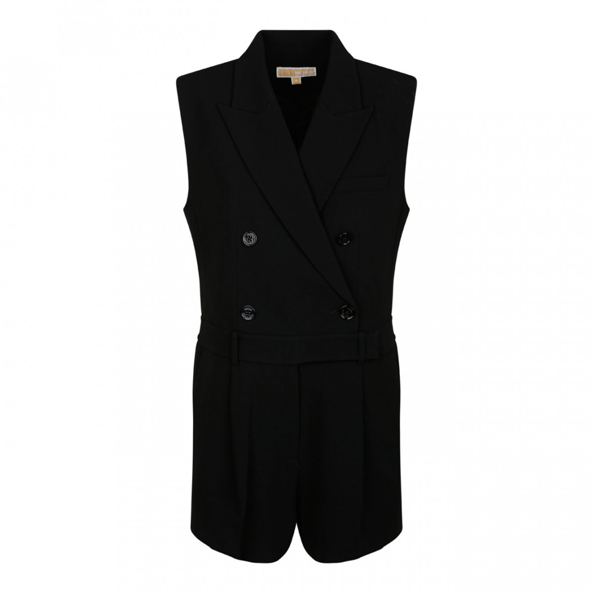 Double-Breasted Black Short Jumpsuit