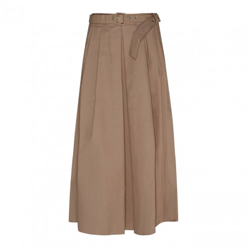 Camel Long Twill Skirt