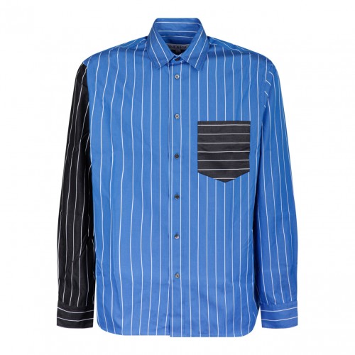 Blue and Black Patchwork Shirt