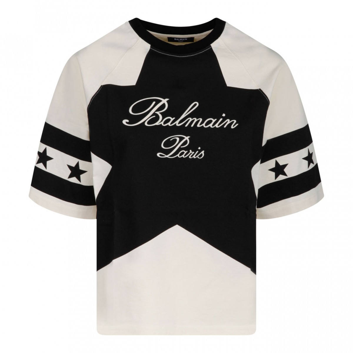 Beige and Black Star Print T-Shirt