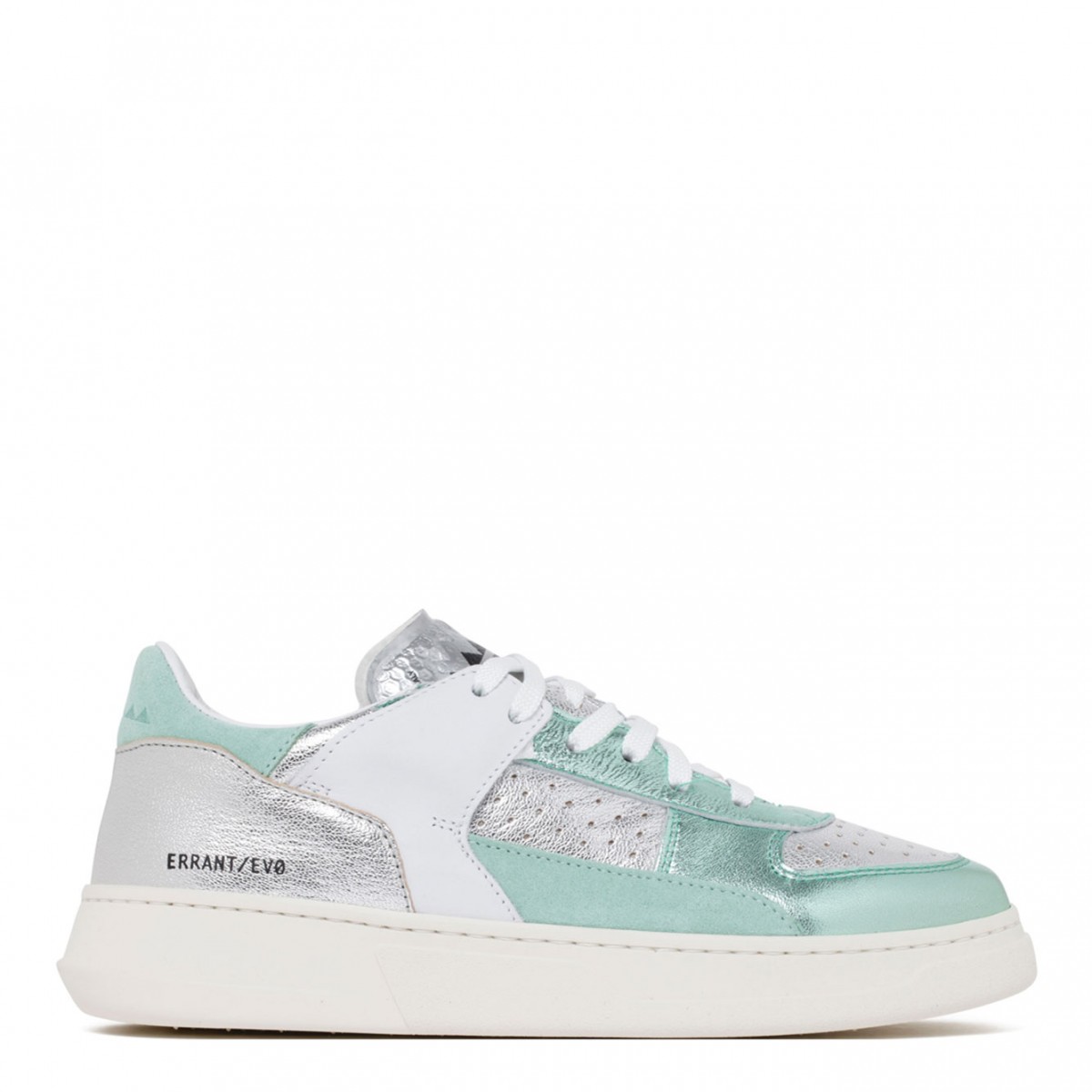 Silver, White and Mint Green Errant Sneakers
