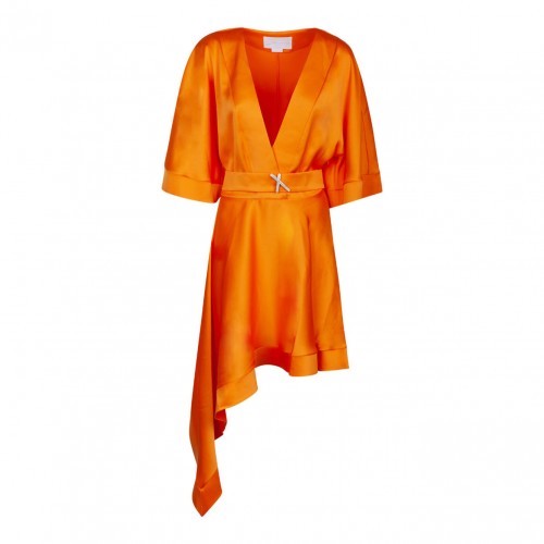Orange Asymmetric Midi Dress