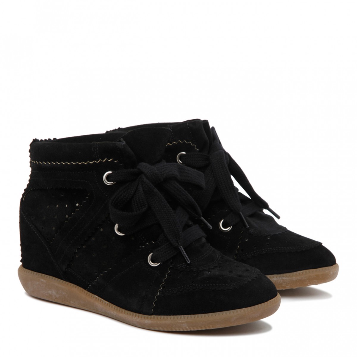 Ud over rookie næse Isabel Marant Bobby Black Leather Wedge Sneakers.| COLOGNESE 1882
