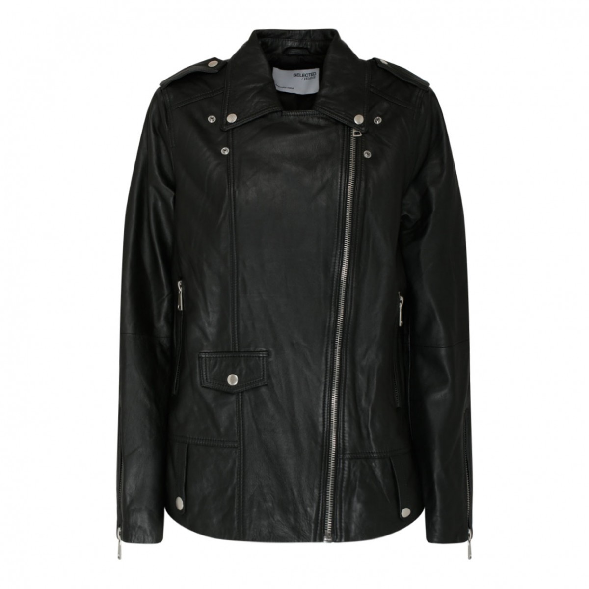 Black Lamb Leather Oversized Jacket