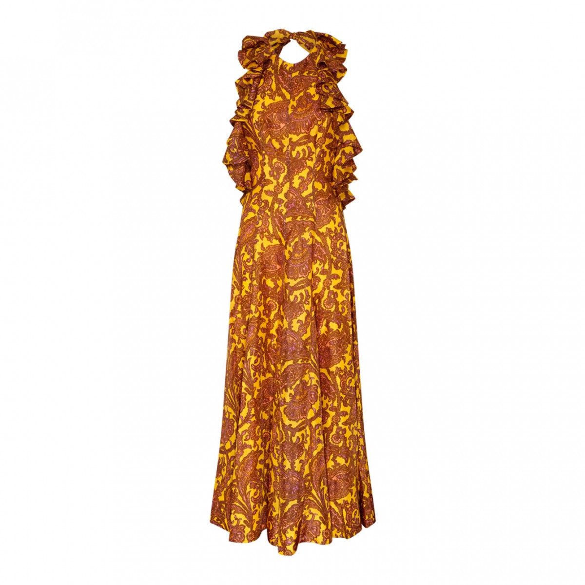 Zimmerman Mustard Yellow Silk Tiggy Floral Print Halyer Dress.