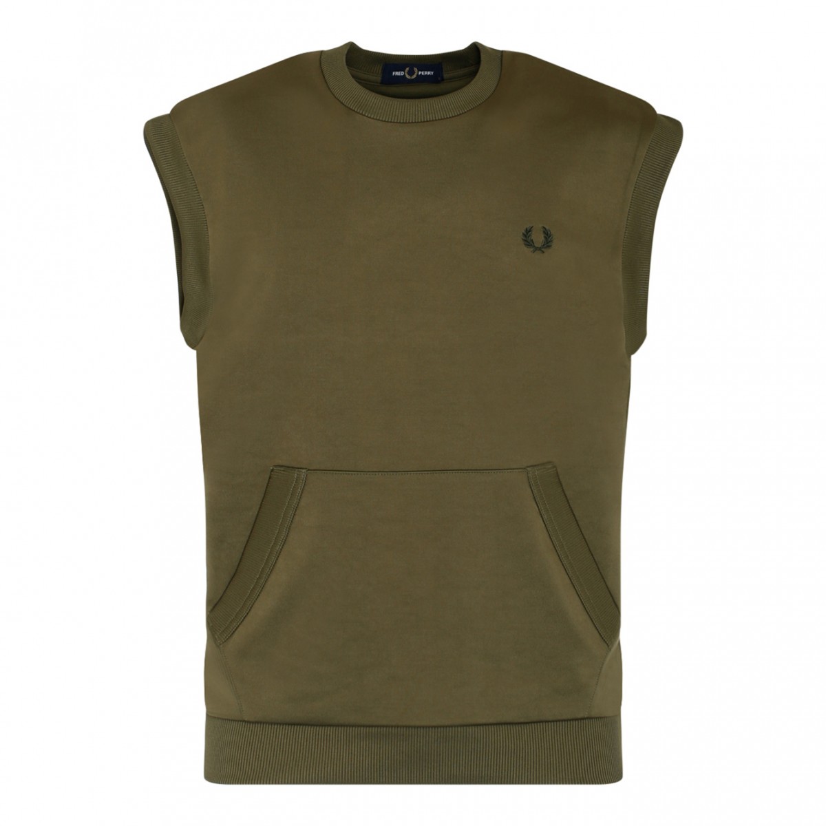 Fred Perry Green Cotton Embroidered Logo Vest.