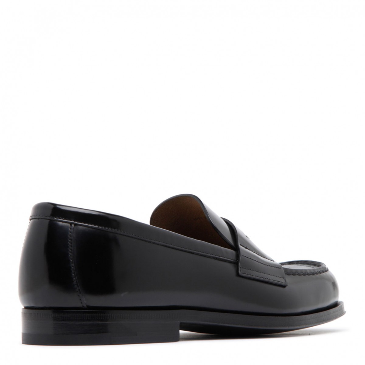Prada Black Calf Leather Triangle Logo Penny Loafers.| COLOGNESE 1882
