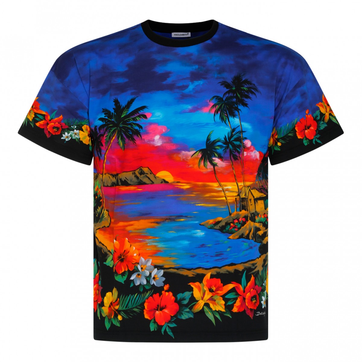 Dolce & Gabbana Kids Blue / Multicolour Tropical Print T- Shirt. 