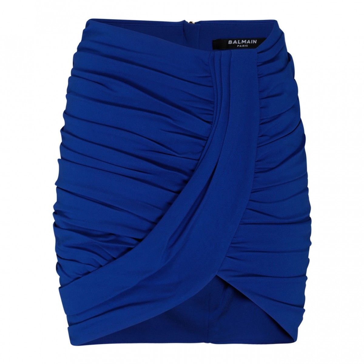 Balmain Cobalt Blue Ruched Mini Skirt.