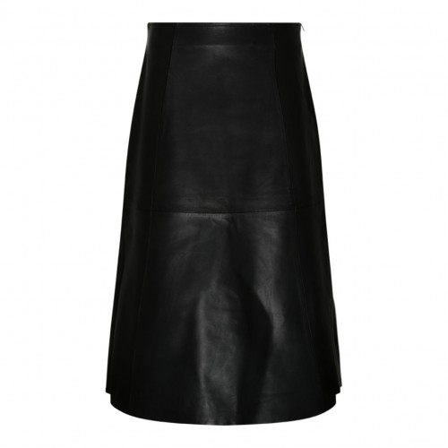 Black Lamb Leather Midi Skirt