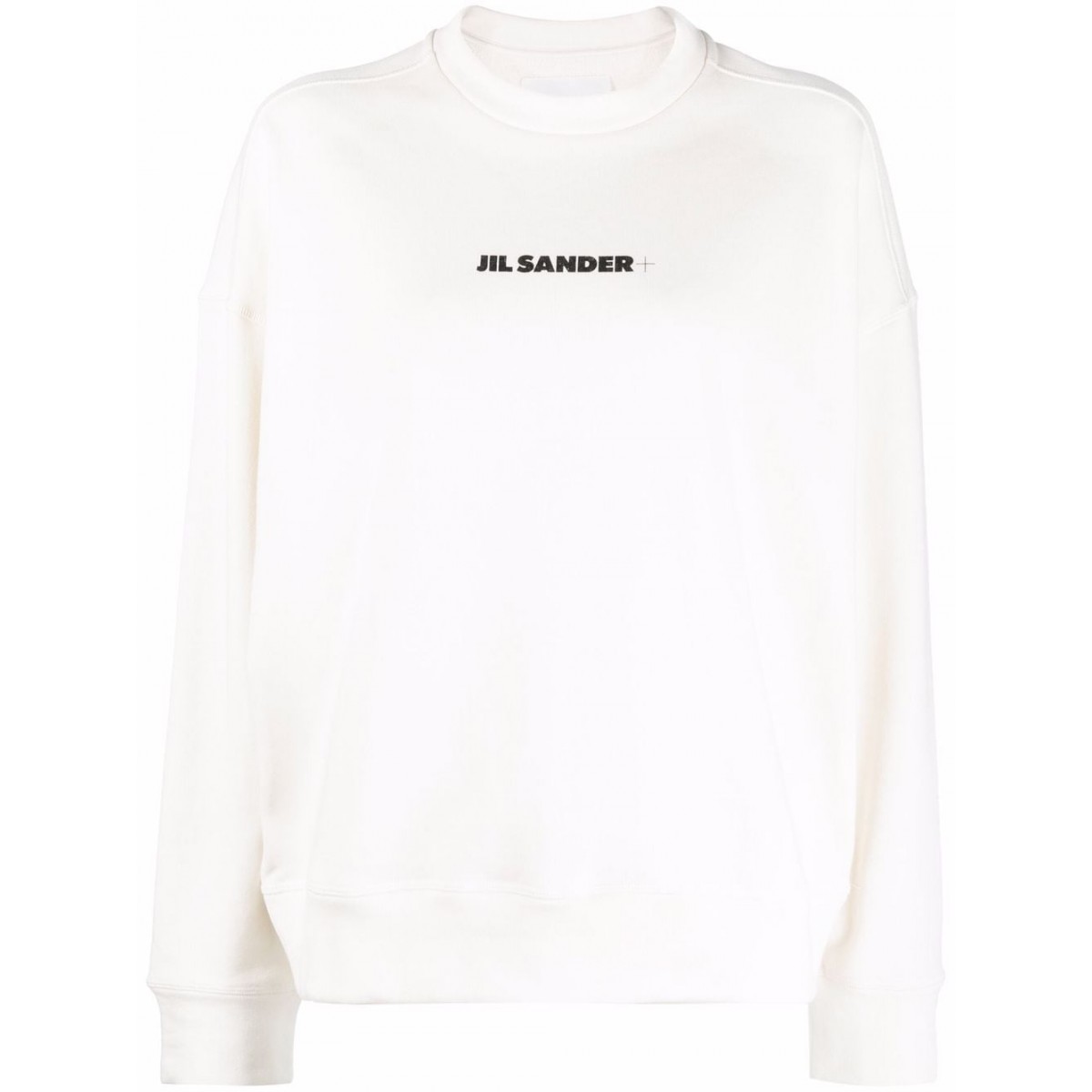 Jil Sander White Cotton Logo Print Long Sleeve Top.