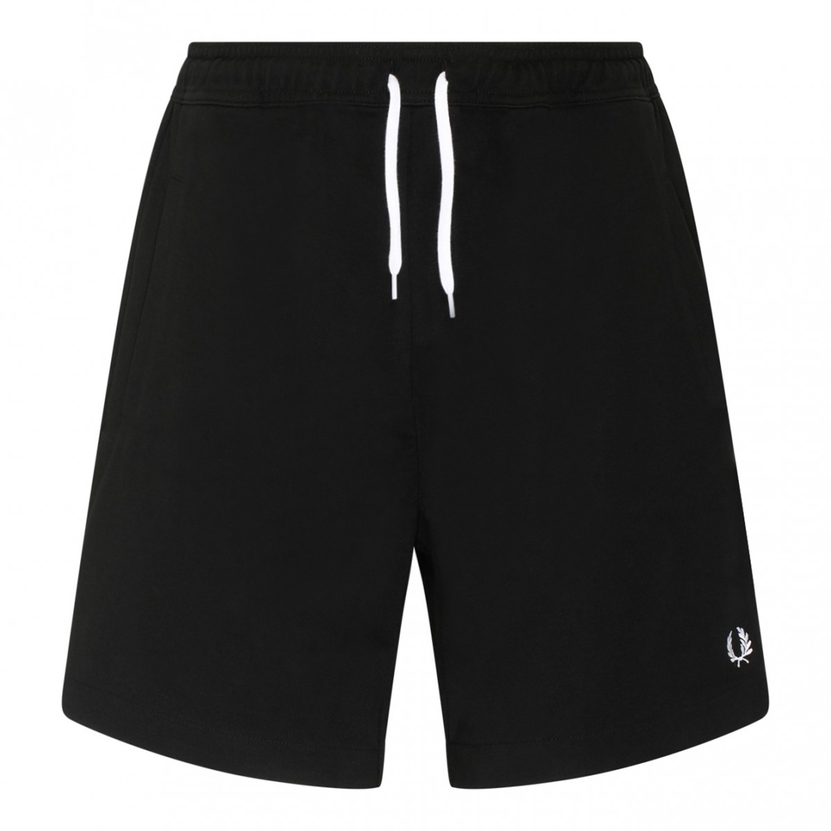 Fred Perry Black Logo Embroidered Shorts.