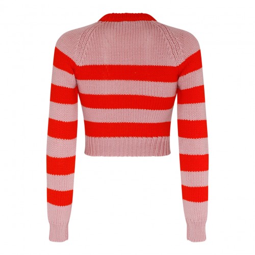 Marni Rose Pink and Orange Virgin Wool Striped Jumper.  2