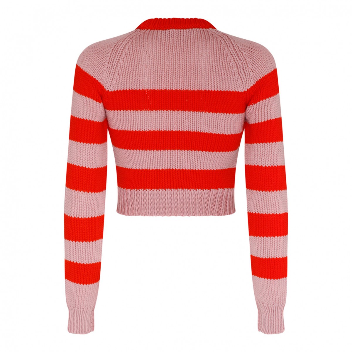 Marni Rose Pink and Orange Virgin Wool Striped Jumper. 