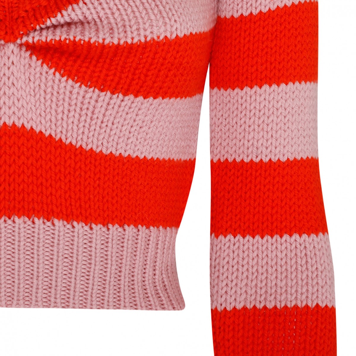 Marni Rose Pink and Orange Virgin Wool Striped Jumper. 