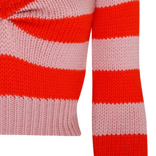 Marni Rose Pink and Orange Virgin Wool Striped Jumper. 